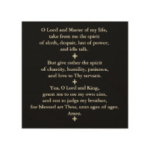 Lenten Prayer of St. Ephraim the Syrian wall sign