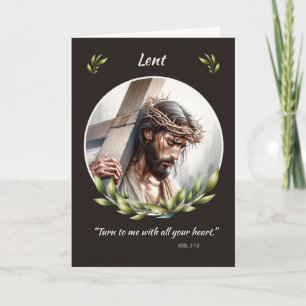 Lenten Renewal Jesus With Crown of Thorns Cross Card