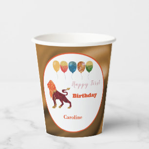 Leo 1st Birthday Gold Foil Elegant Zodiac Paper Cups