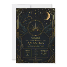 Leo 40th Birthday Invitation | Art Deco Zodiac