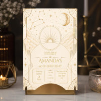 Leo 40th Birthday Invitation | Gold Champagne Star