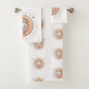LEO, Abstract Design of the Zodiac Sign, Bath Towel Set