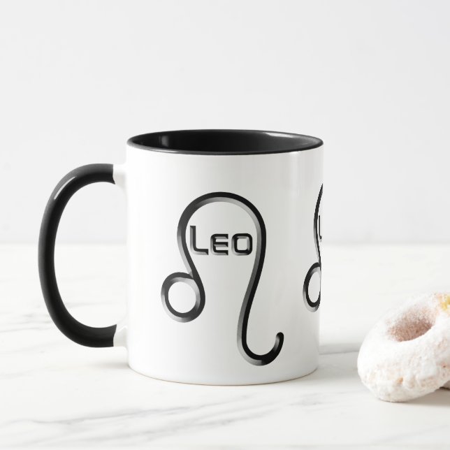 LEO, Abstract Design of the Zodiac Sign,  Mug (With Donut)