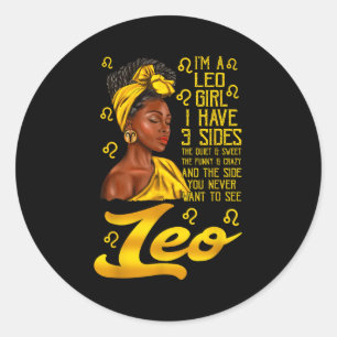 Leo Afro Black Woman It's My Birthday Zodiac Sign Classic Round Sticker