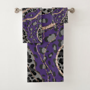Leo Animal Print Glitter Glam 2 Bath Towel Set