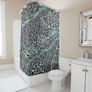 Leo Animal Print Glitter Glam 4 Shower Curtain