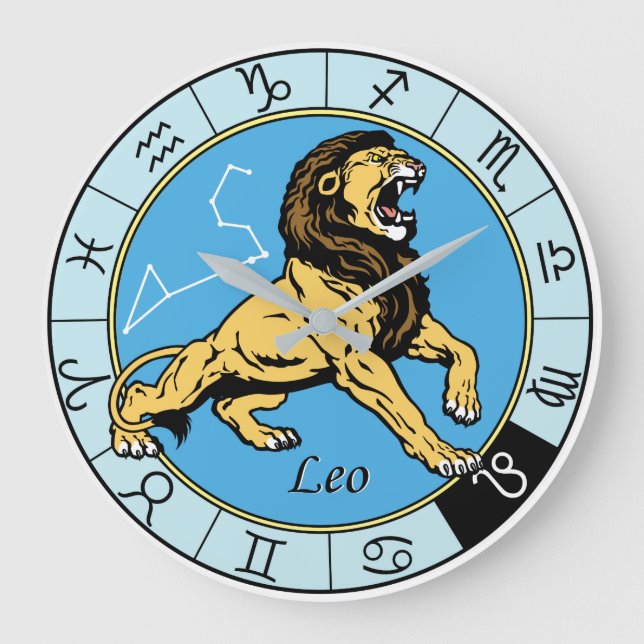 leo astrological zodiac sign large clock (Front)