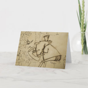 Leo at desk - Greeting Card (blank)