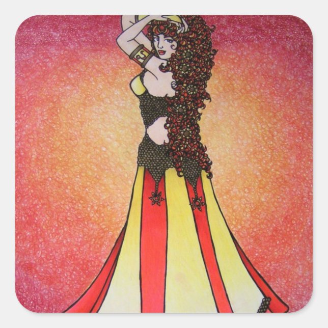 Leo Belly Dancer Square Sticker (Front)