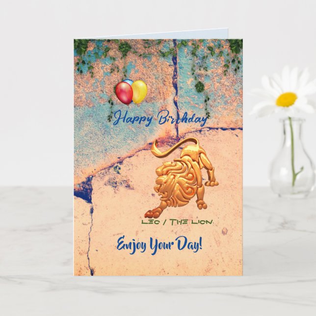 Leo Birthday  Card (Small Plant)
