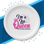 Leo Birthday Queen Astrology Zodiac Sign Soul Paper Plate<br><div class="desc">Cute Leo Queen design is perfect for the queens who are born in July or August under the Leo astrology zodiac sign. Features "I'm a Leo Queen - My Soul is Royalty" Leo quote with heart crown w/ Leo zodiac astrology symbol & stars graphic.</div>