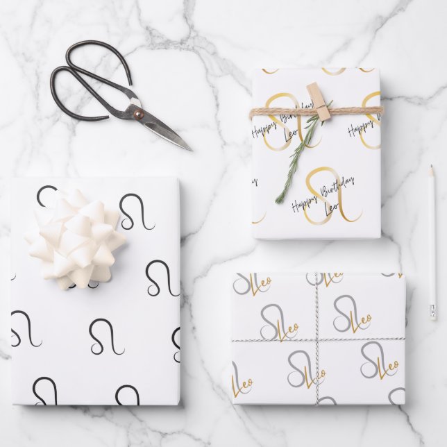 Leo Birthday Wrapping Paper Sheet (Front)