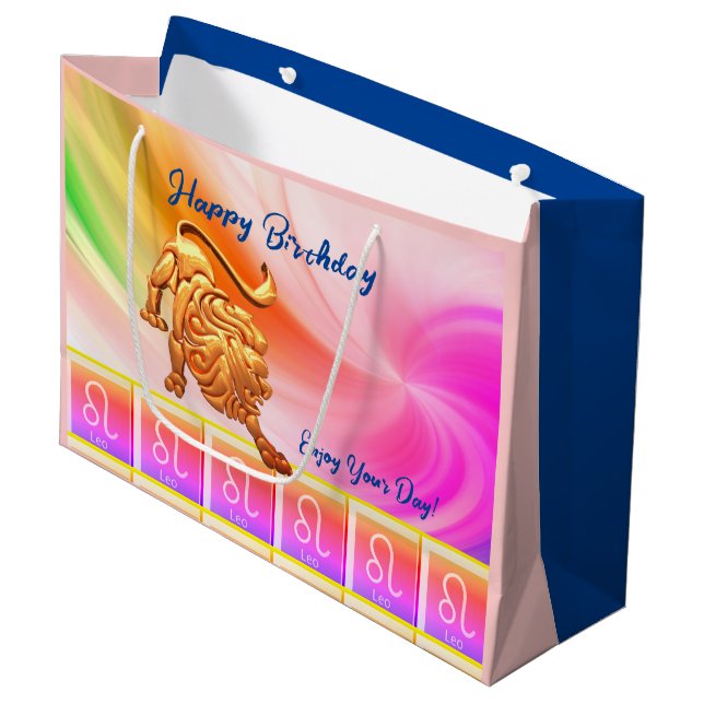 Leo - Birthday Zodiac  Large Gift Bag (Front Angled)