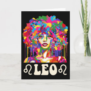 Leo Black Girl African American Woman Art Birthday Card