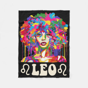 Leo Black Girl African American Woman Art Birthday Fleece Blanket
