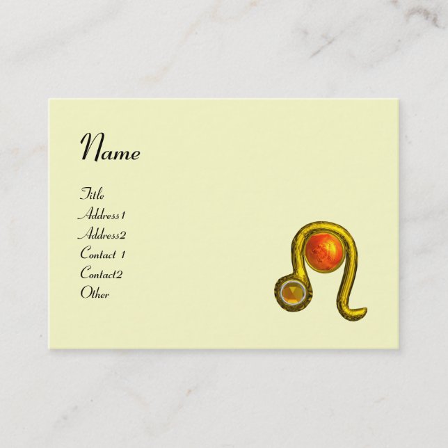 LEO ,bright vibrant black white red yellow topaz Business Card (Front)