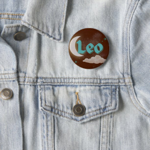 Leo Celestial Aesthetic Moon Cloud Stars Design 6 Cm Round Badge