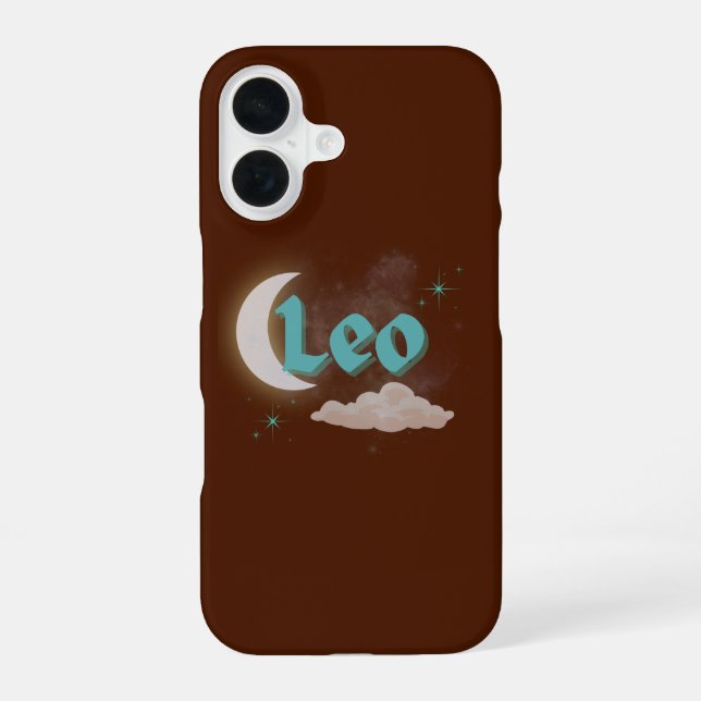 Leo Celestial Moon Cloud Stars Astrology Art iPhone 16 Case (Back)
