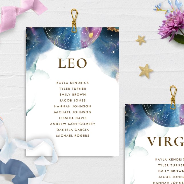 Leo Celestial Seating Plan Card w/ Guest Name (Creator Uploaded)