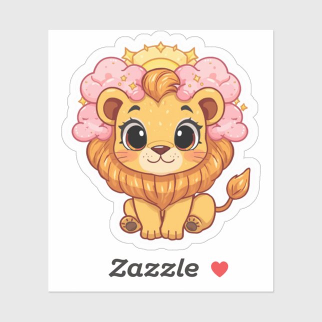 Leo Celestial Zodiac Sticker - Pink Lion Art (Sheet)