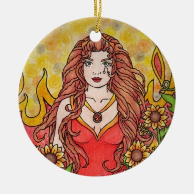 Leo Ceramic Tree Decoration (Front)