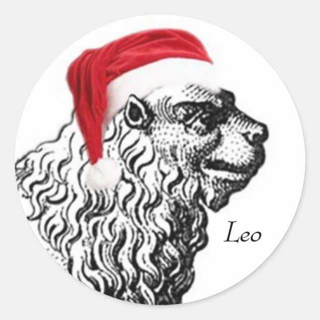 Leo Christmas Classic Round Sticker (Front)