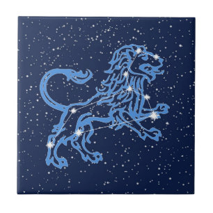 Leo Constellation and Sun Sign with Stars Ceramic  Tile