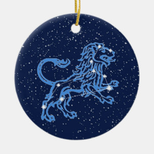 Leo Constellation and Zodiac Sign with Stars Ceramic Ornament