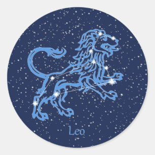 Leo Constellation and Zodiac Sign with Stars Classic Round Sticker