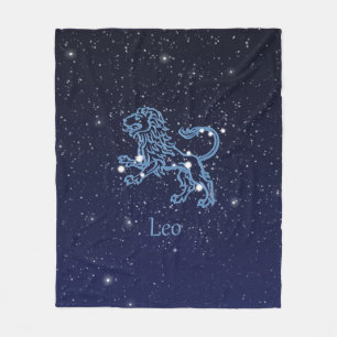 Leo Constellation and Zodiac Sign with Stars Fleece Blanket