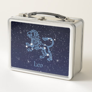 Leo Constellation and Zodiac Sign with Stars Metal Lunch Box