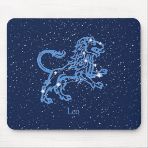 Leo Constellation and Zodiac Sign with Stars Mouse Pad