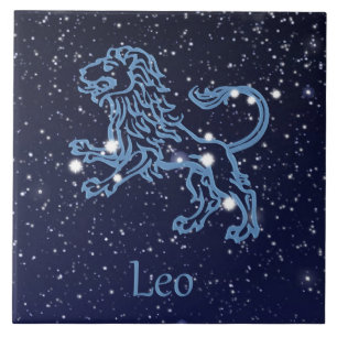 Leo Constellation and Zodiac Sign with Stars Tile