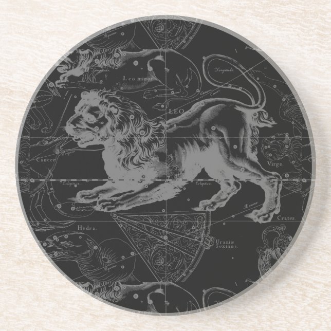 Leo Constellation Hevelius 1690 Decor Coaster (Front)