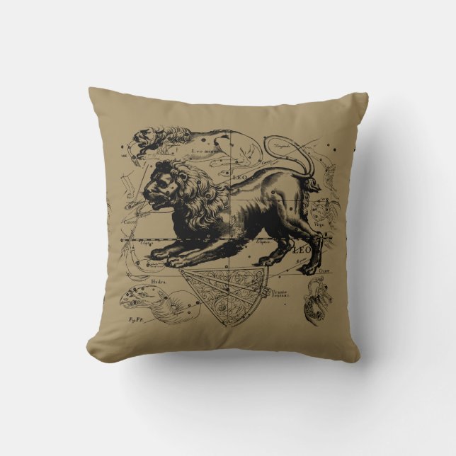 Leo Constellation Hevelius 1690 July23 - August 22 Cushion (Front)
