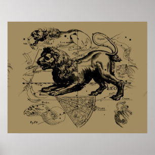 Leo Constellation Hevelius 1690 July23 - August 22 Poster