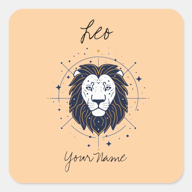 Leo Constellation Line Art Square Sticker (Front)