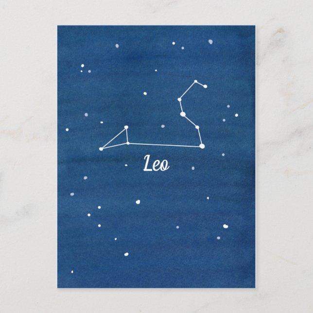 Leo Constellation Stars Indigo Blue Postcard (Front)