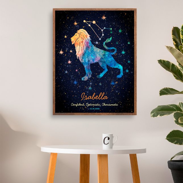 Leo Constellation Zodiac Watercolor Stars Galaxy Poster (Creator Uploaded)