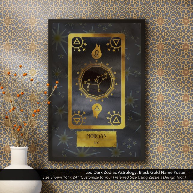 Leo Dark Zodiac Astrology: Black Gold Name Poster (Dark Zodiac Poster: for the Birth Sign Leo in Black and Gold Personalized with Your Name.)