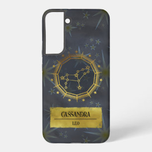 Leo Dark Zodiac Astrology: Black & Gold Samsung Galaxy Case