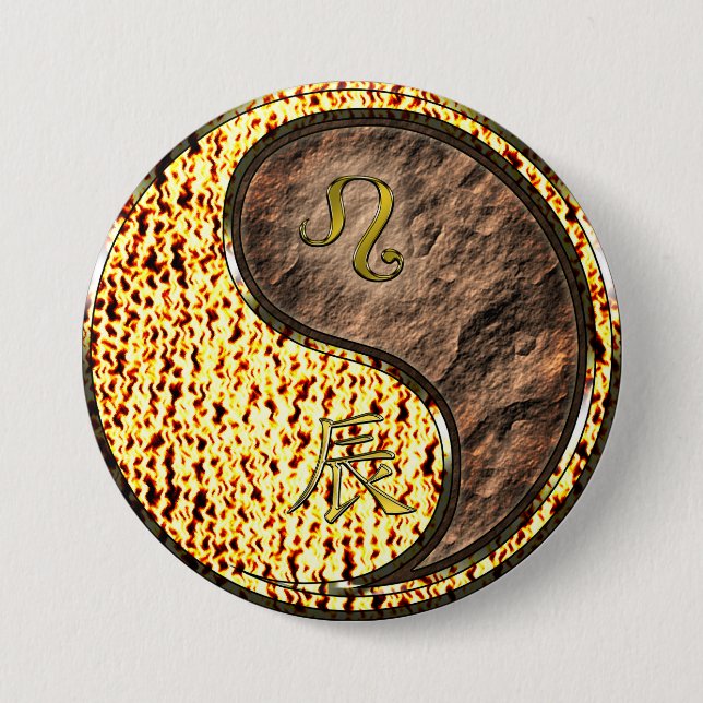 Leo & Earth Dragon 7.5 Cm Round Badge (Front)
