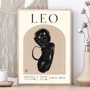 Leo Feminine Zodiac Poster Astrology Wall Art