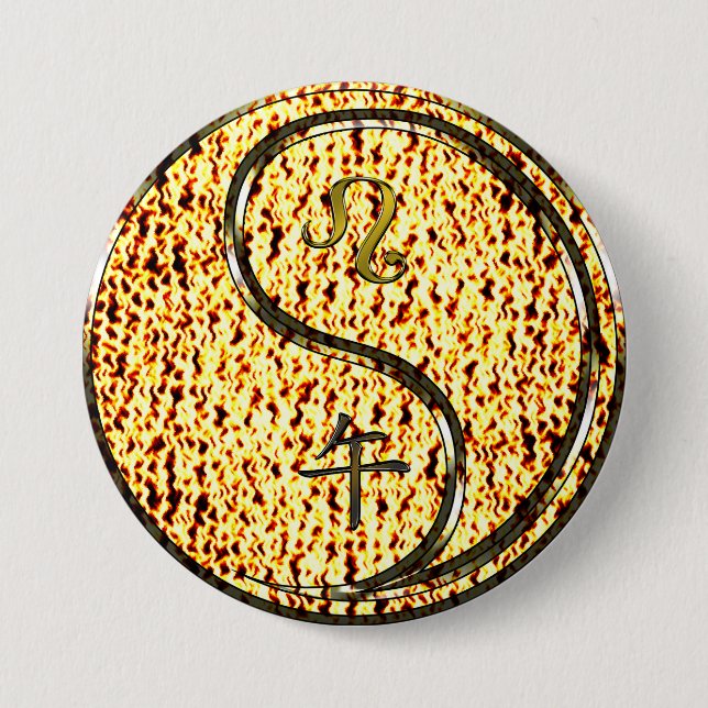 Leo & Fire Horse 7.5 Cm Round Badge (Front)