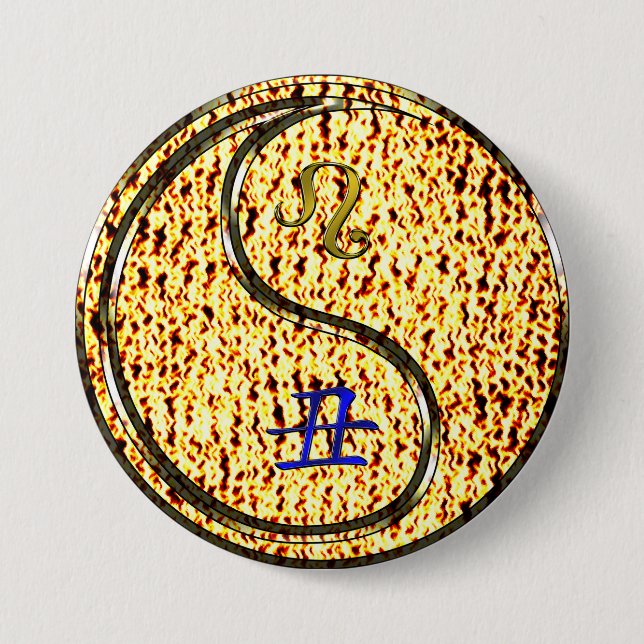 Leo & Fire Ox 7.5 Cm Round Badge (Front)