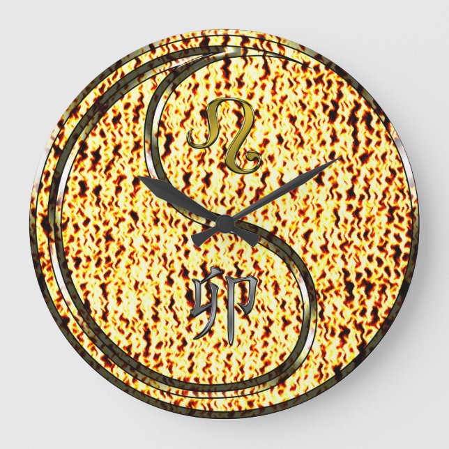 Leo & Fire Rabbit Large Clock (Front)