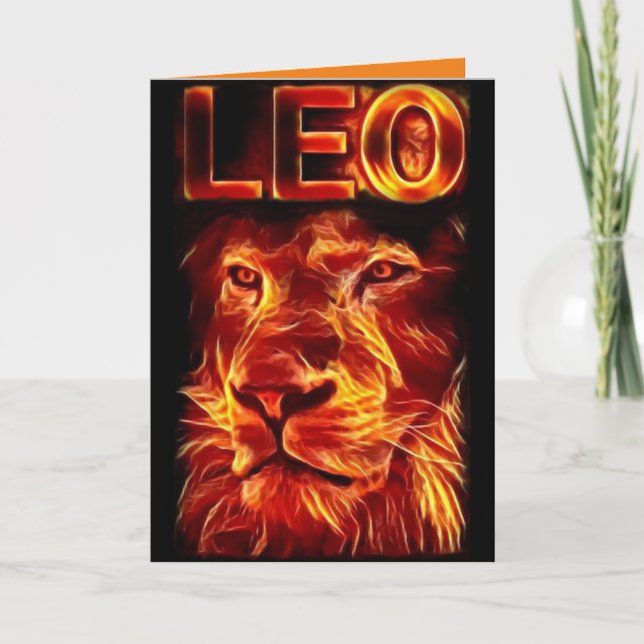 Leo Fire Sign Lion Personalised Birthday Card (Front)