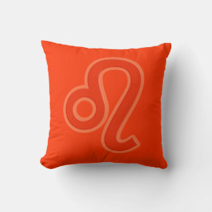 "Leo" fire sign orange red zodiac throw pillow