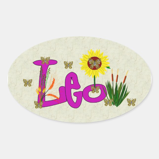 Leo Flowers Oval Sticker (Front)