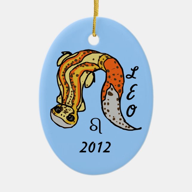 "Leo Gecko" Zodiac Leopard Gecko Ornament (Front)